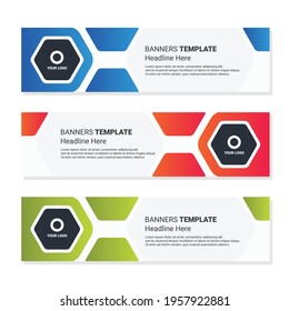 Set of horizontal banner design. editable banner ads white background for corporate and business presentation. social media and web header template 