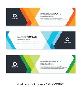 Set of horizontal banner design. editable banner ads white background for corporate and business presentation. social media and web header template 