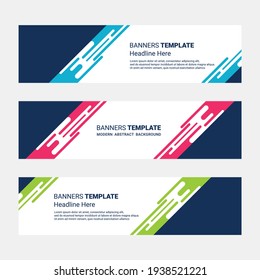 Conjunto de diseños de banners horizontales plantilla moderna de medios sociales fondo blanco aislado 