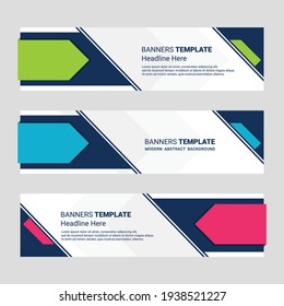 Conjunto de diseños de banners horizontales plantilla moderna de medios sociales fondo blanco aislado 