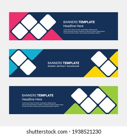 Set of horizontal banner design modern social media template isolated white background 