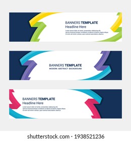 Set of horizontal banner design modern social media template isolated white background 