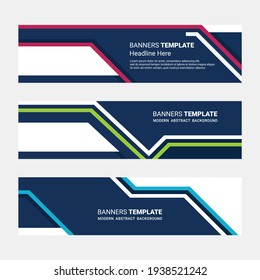 Set of horizontal banner design modern social media template isolated white background 