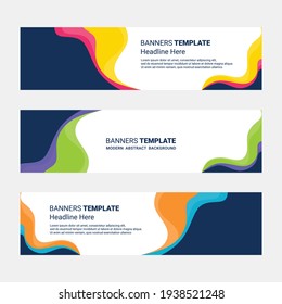 Conjunto de diseños de banners horizontales plantilla moderna de medios sociales fondo blanco aislado 