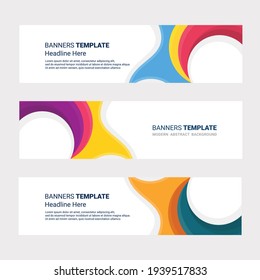 Set of horizontal banner design modern social media template isolated white background 