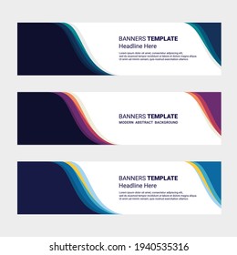 Conjunto de diseños de banners horizontales plantilla moderna de medios sociales fondo blanco aislado 