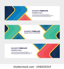 Conjunto de diseños de banners horizontales plantilla moderna de medios sociales fondo blanco aislado 