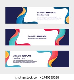 Conjunto de diseños de banners horizontales plantilla moderna de medios sociales fondo blanco aislado 