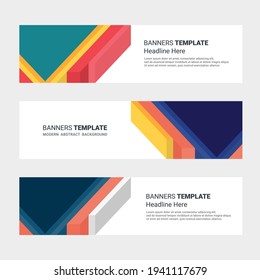Set mit horizontalem Banner-Design, moderne Social-Media-Vorlage einzeln auf weißem Hintergrund 