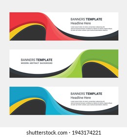 Conjunto de diseños de banners horizontales plantilla moderna de medios sociales fondo blanco aislado 