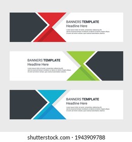 Conjunto de diseños de banners horizontales plantilla de medios sociales editables modernos fondo blanco aislado 
