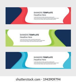 Set of horizontal banner design modern editable social media template isolated white background 