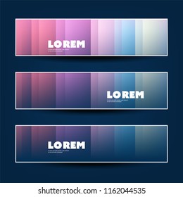 Set of Horizontal Banner or Header Designs for Your Business with Colorful Striped Patterned Background