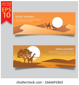 Set horizontal banner journey vector backgrounds. color banner templates for your projects