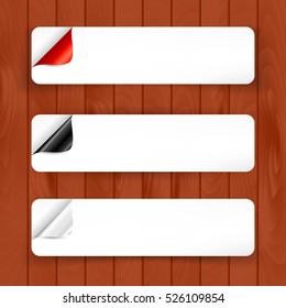 Set of horizontal banner templates with curled colorful corner. Vector illustration