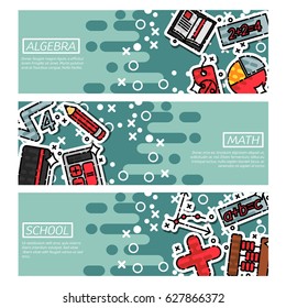 Set of Horizontal Banners about algebra