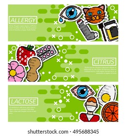 Set of Horizontal Banners about allergy