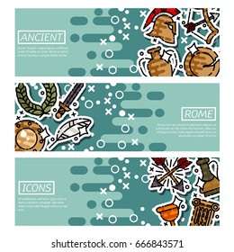 Set of Horizontal Banners about ancient rome