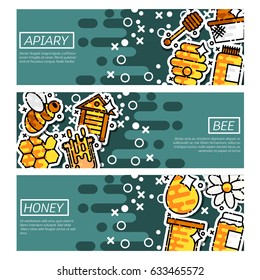Set of Horizontal Banners about apiary