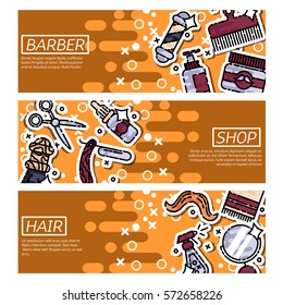 Set of Horizontal Banners about barber shop