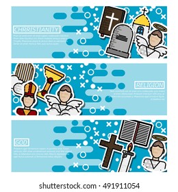 Set of Horizontal Banners about Christianity