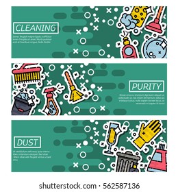 Set of Horizontal Banners about cleaning