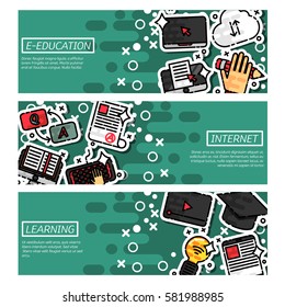 Set of Horizontal Banners about e-education