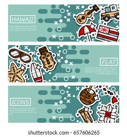 Set of Horizontal Banners about hawaii
