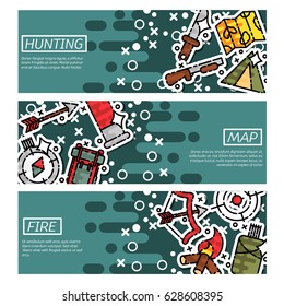 Set of Horizontal Banners about hunting