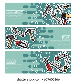 Set of Horizontal Banners about instruments