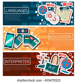 Set of Horizontal Banners about Languages