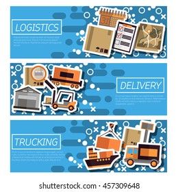 Set of Horizontal Banners about logistics
