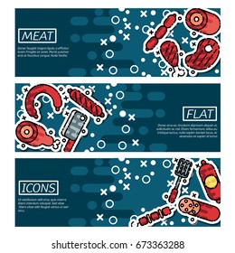 Set of Horizontal Banners about meat