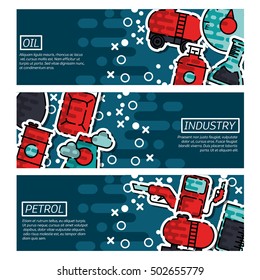 Set of Horizontal Banners about oil industry