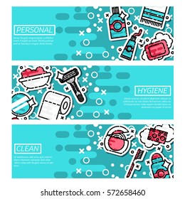 Set of Horizontal Banners about personal hygiene