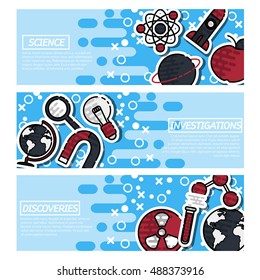 Set of Horizontal Banners about Science