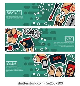 Set of Horizontal Banners about sexual vio
