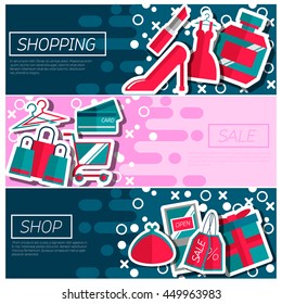 Set of Horizontal Banners about shopping
