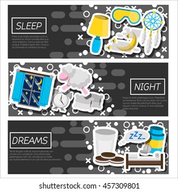 Set of Horizontal Banners about Sleep time