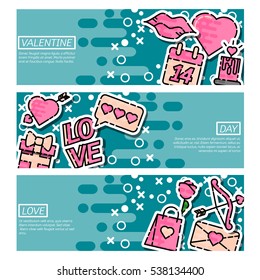 Set of Horizontal Banners about Valentines Day