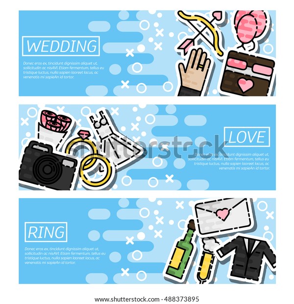Set of Horizontal\
Banners about Wedding