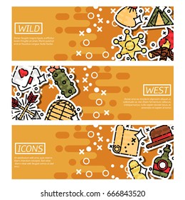 Set of Horizontal Banners about wild west