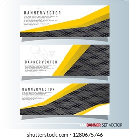Set of horizontal banners. Abstract background with simple yellow lines. Vector illustration.
