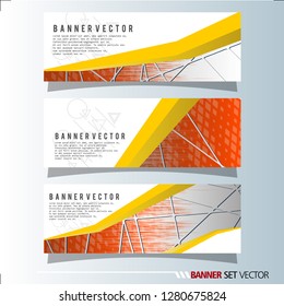 Set of horizontal banners. Abstract background with simple yellow lines. Vector illustration.
