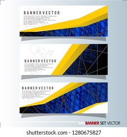 Set of horizontal banners. Abstract background with simple yellow lines. Vector illustration.