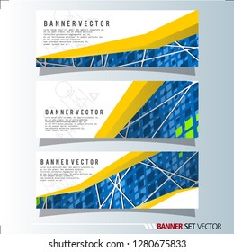 Set of horizontal banners. Abstract background with simple yellow lines. Vector illustration.