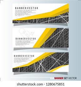 Set of horizontal banners. Abstract background with simple yellow lines. Vector illustration.
