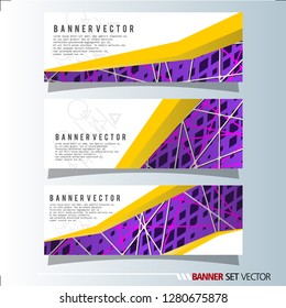 Set of horizontal banners. Abstract background with simple yellow lines. Vector illustration.