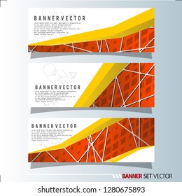 Set of horizontal banners. Abstract background with simple yellow lines. Vector illustration.