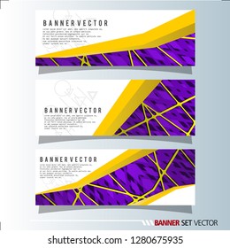 Set of horizontal banners. Abstract background with simple yellow lines. Vector illustration.